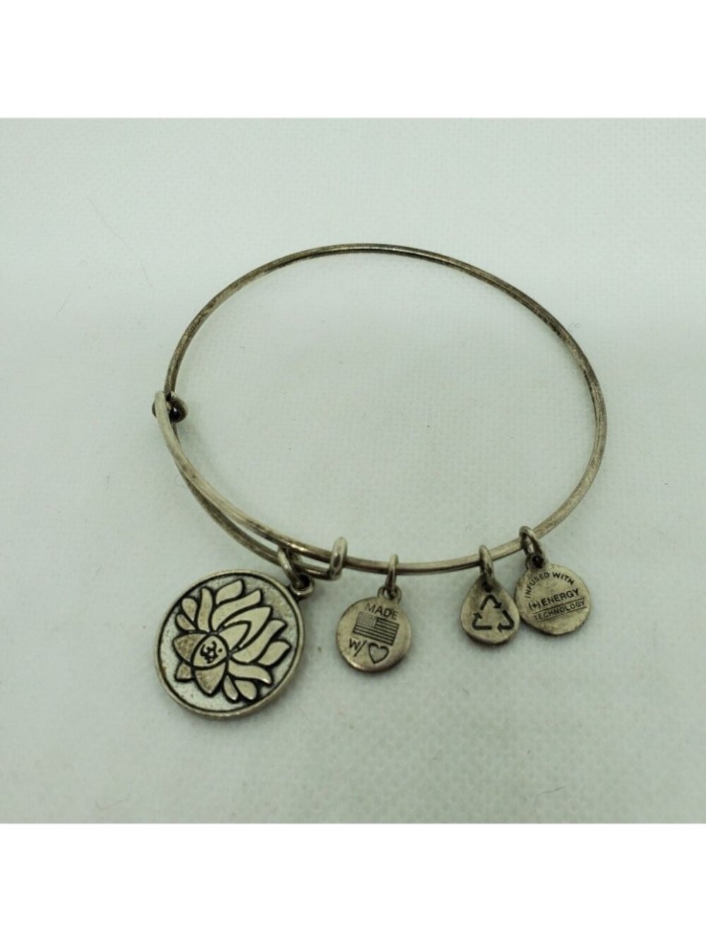 Alex and Ani Lotus Flower Bracelet Rafaelian Silver Bangle 2015 Jewelry Charm - Picture 3 of 7